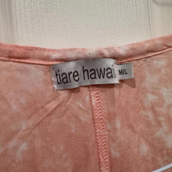 Tiare Hawaii Dress Pink Paroa Bay Tie Dye Split‎ V-neck Drawstring Maxi Size M/L - Picture 7 of 12